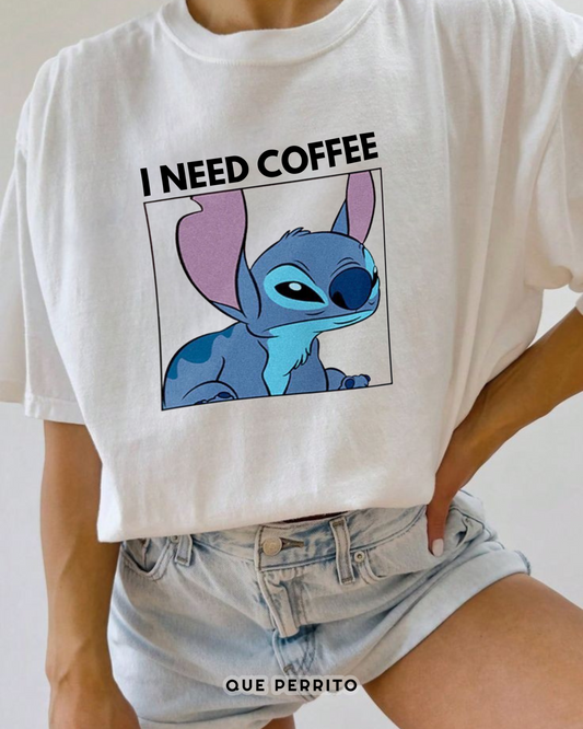 Stitch Needs Coffee - Playera